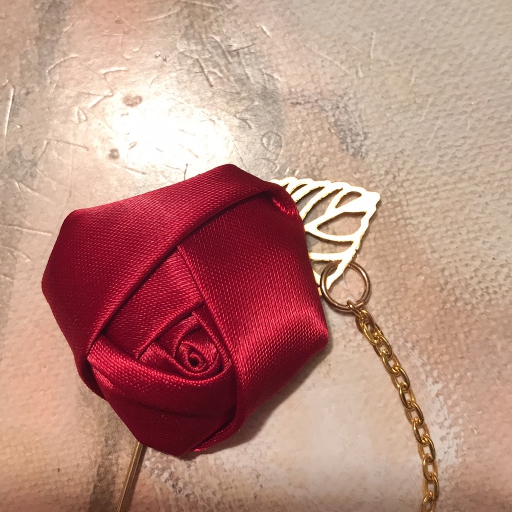 Leaf Rose Flower Pin - image 5